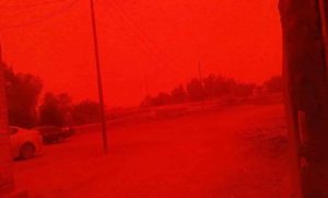 sky turns blood red in Iraq
