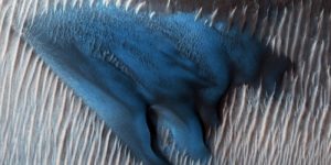 blue sand dune photo taken on mars