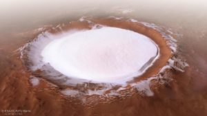 icy mars crater gets high resolution photo