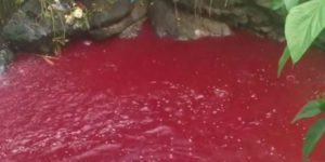 river turns blood red in Malawi