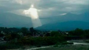 glowing figure of Christ captured in clouds in Argentina