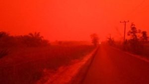 Indonesian skies turn blood red