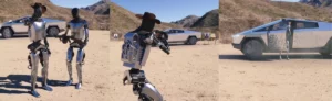 Tesla robots fire weapons at new bullet proof cyber trucks
