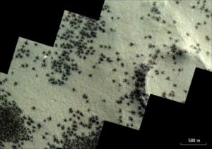 geological structures that look like spiders spotted on mars